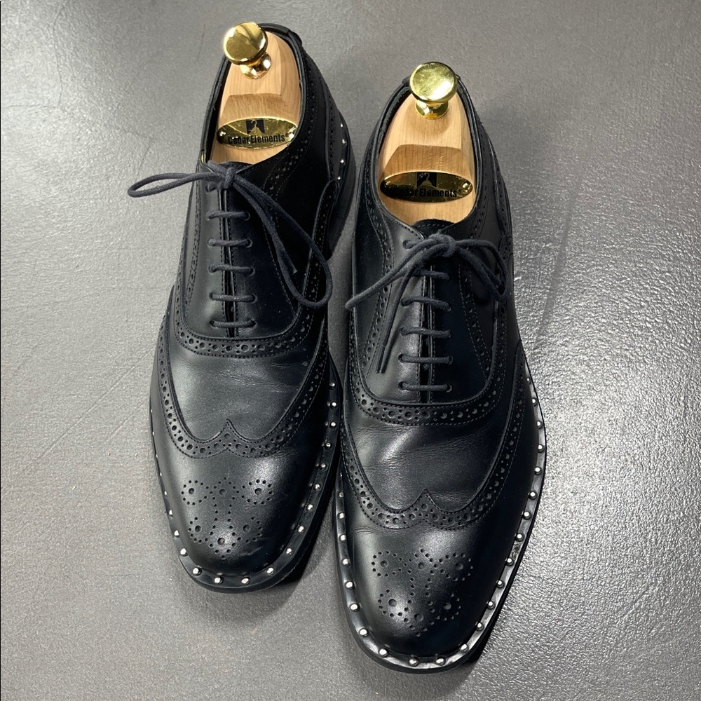 PHILIPP PLEIN Mens Black Leather City Shoes "Paul" Studs Size 40 US 7.5